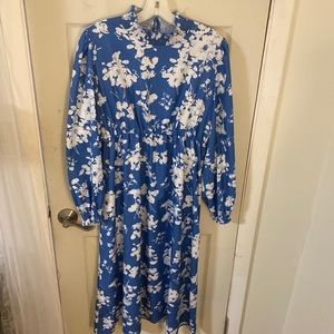 Blue and white floral dress